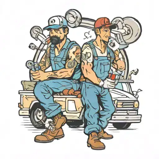 truck driver and plumber tattoo design idea