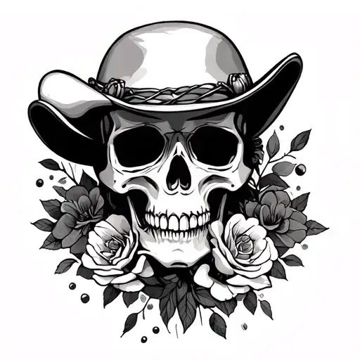 Country skull girly tattoo design idea