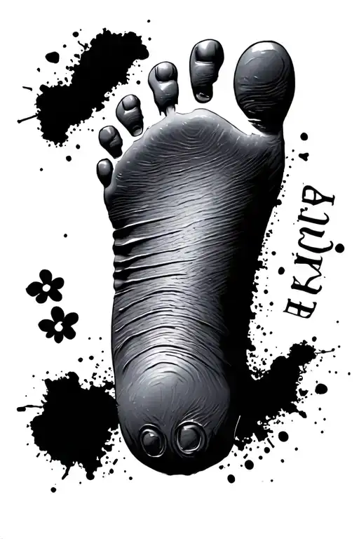 kid foot print with name tattoo design idea