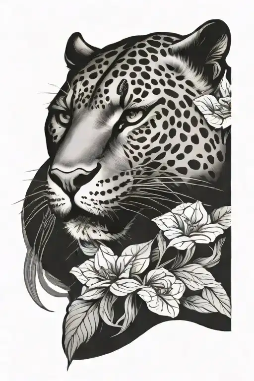 female panther tattoo design idea