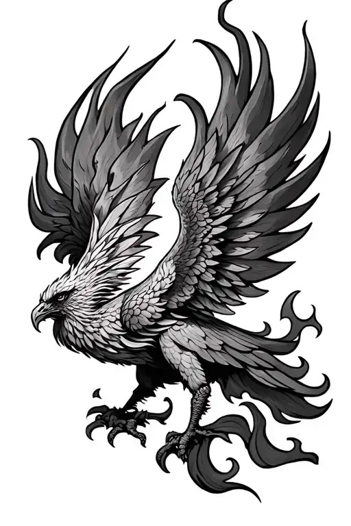 Phoenix rising from flames tattoo design idea