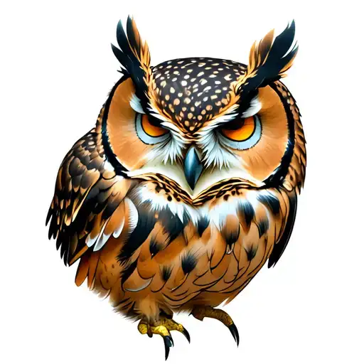 owl side view eyes closed eyes tattoo design idea