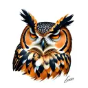 owl side view eyes closed eyes tattoo design idea