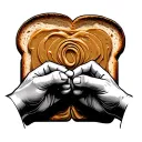 piece of bread with peanut butter and two hands making a pinky promise  tattoo design idea