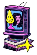 90s style with Spice Girls tape cassette Tracy Beaker book Lava lamp, yellow smile face, game, Friends on TV  tattoo design idea