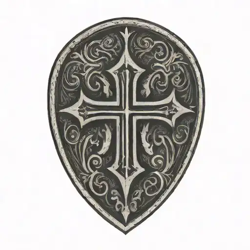 cross inside shield cross royalty tattoo design idea