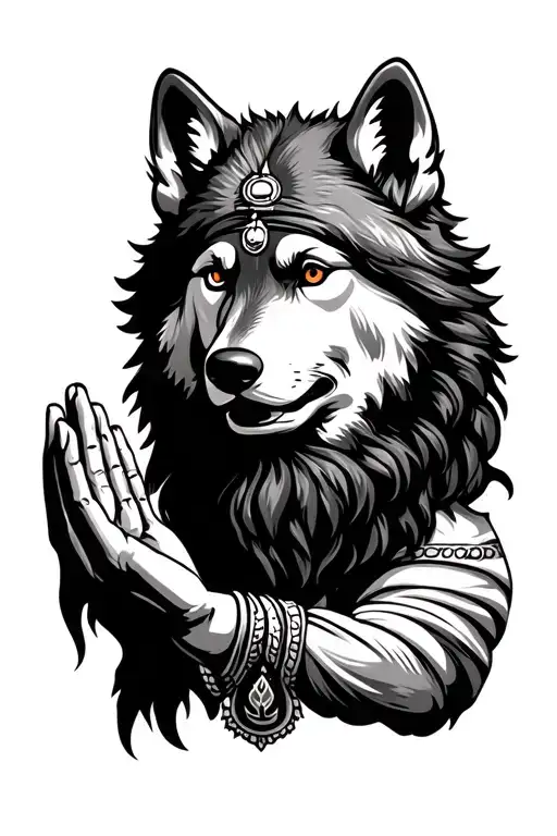 Lone wolf with chatrapati shivaji maharaj mudra tattoo design idea