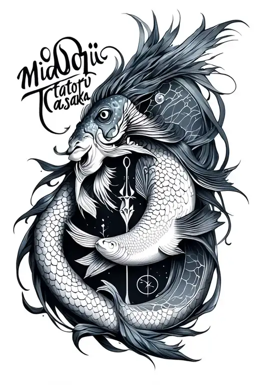 "midori tasaka" pisces and sagittarius tattoo design idea
