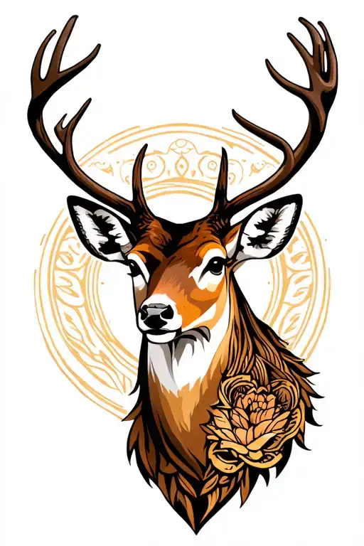 deer head tattoo design idea