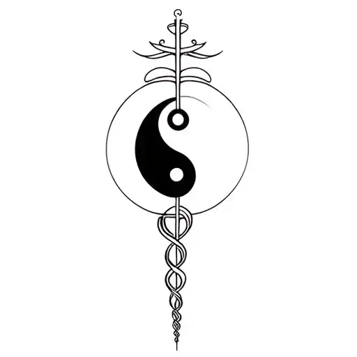 the caduceus and yin yang tattoo design idea