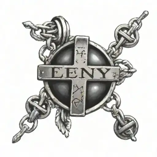 Cross on ball chain bracelet tattoo on forearm with eleny, andoni and kristyan written in greek tattoo design idea