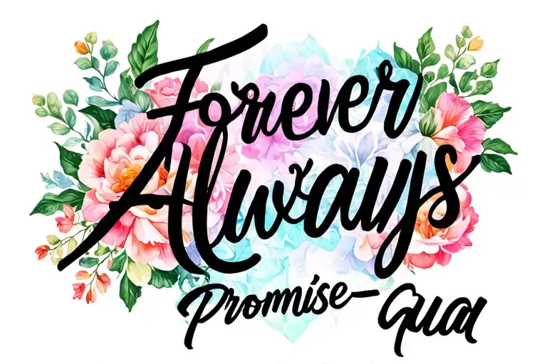 "Forever Always Promise Gua" writing saying 'from tattoo design idea