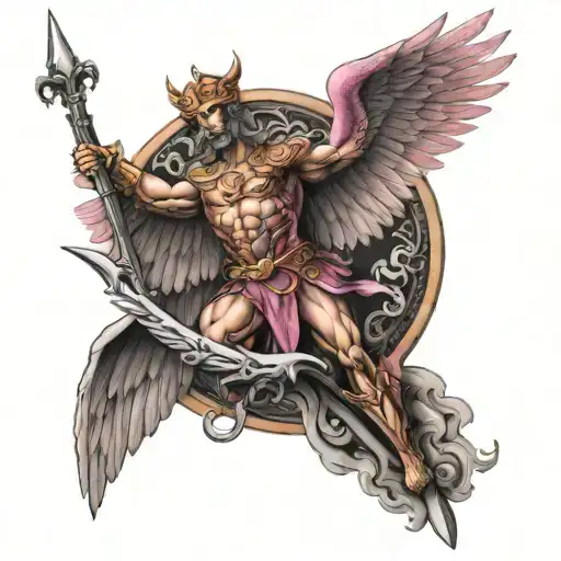 Saint Michael, phoenix, pink panther, dagger tattoo design idea