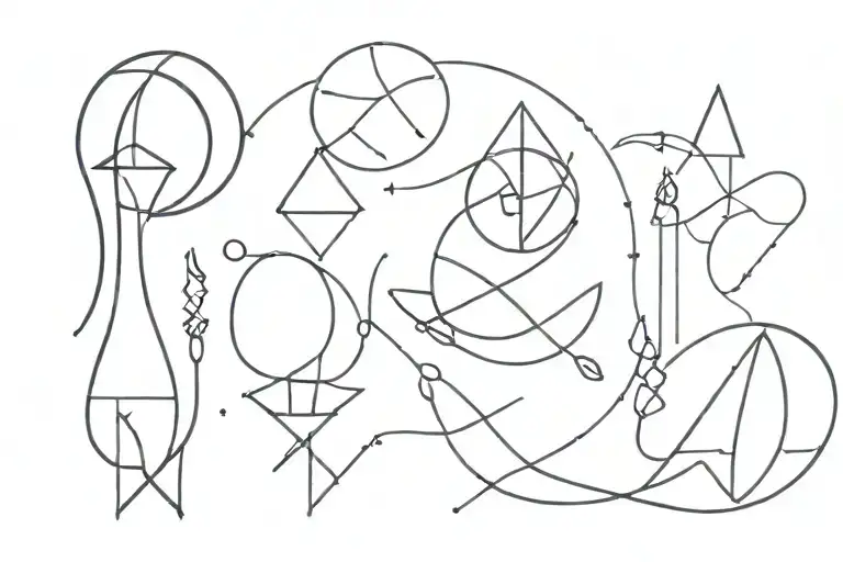 fine line tattoo design featuring iconic symbols tattoo design idea