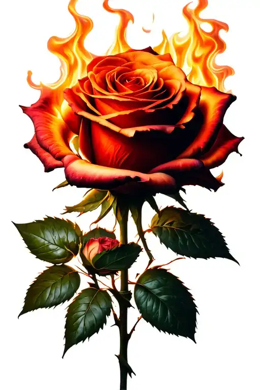 burning roses wrapped tattoo design idea