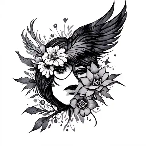 feminist tattoo that shows strength and courage & faith tattoo design idea