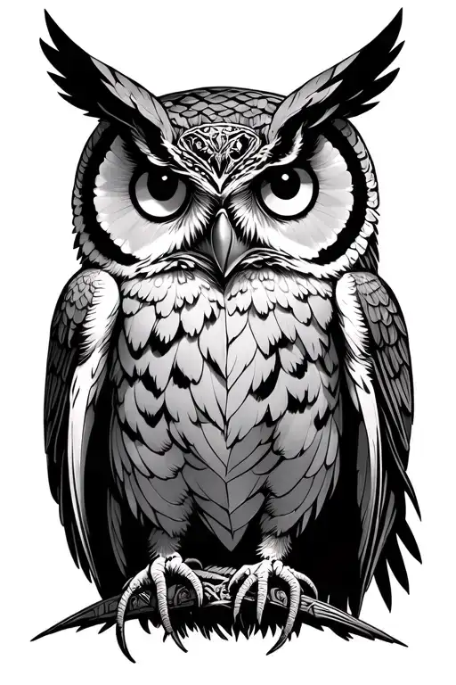athena with an owl but the ovo logo as the owl tattoo design idea