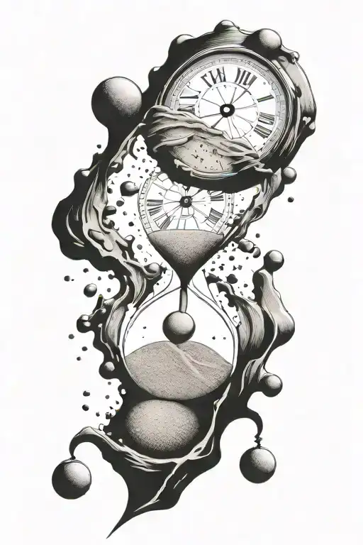 sand clock with sand falling out tattoo design idea