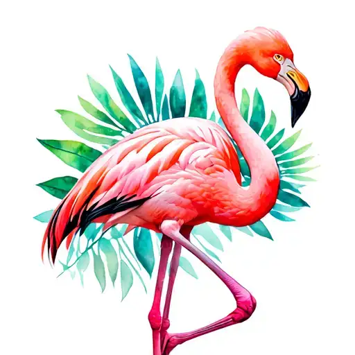 pink flamingo wearing corset tattoo design idea