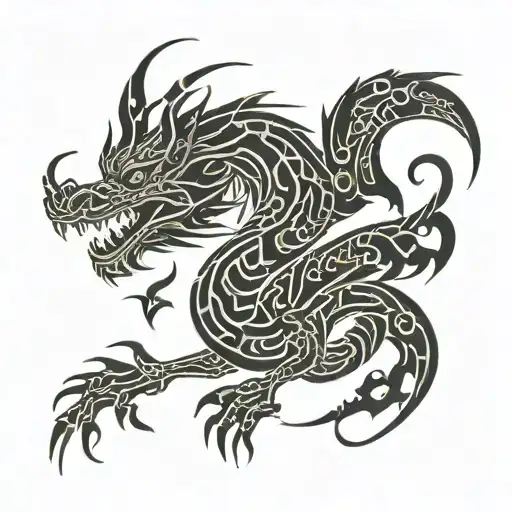Dragon Tribal Tattoo cover whole 1:1 picture tattoo design idea