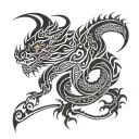 Dragon Tribal Tattoo cover whole 1:1 picture tattoo design idea