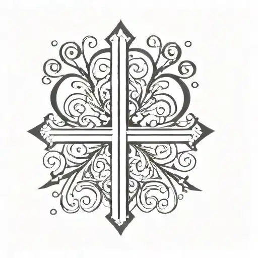 wrote the word 'saudade' in a Portugiese cross made tattoo design idea