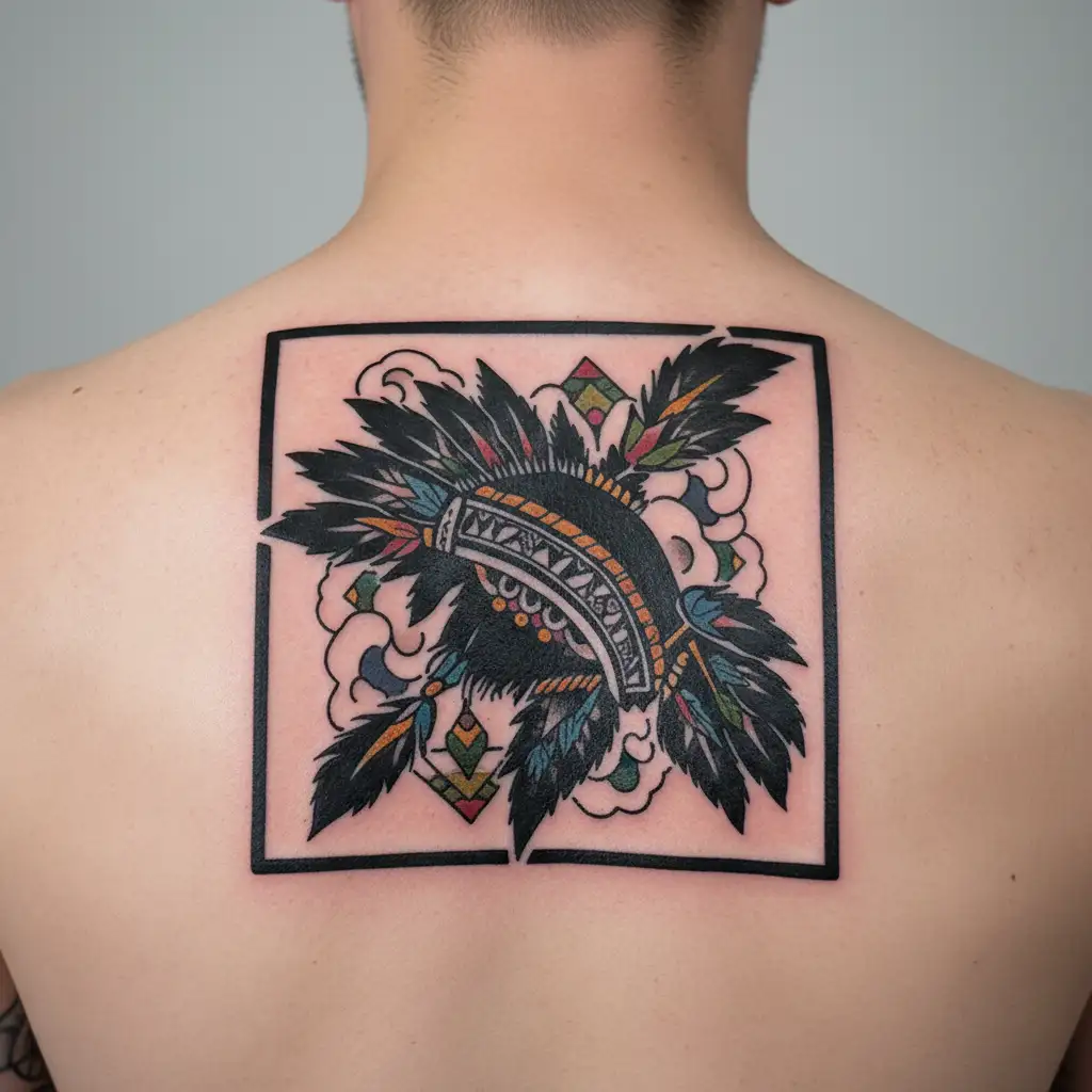 2x2 native american traditional style tattoo design idea