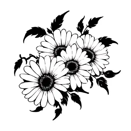scorpion, Taurus zodiac sign with three gerbera flower tattoo design idea