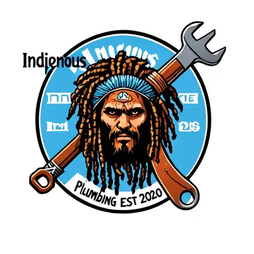 "Indigenous Plumbing EST 2020" dreadlocks native warrior and tool wrench  tattoo design idea