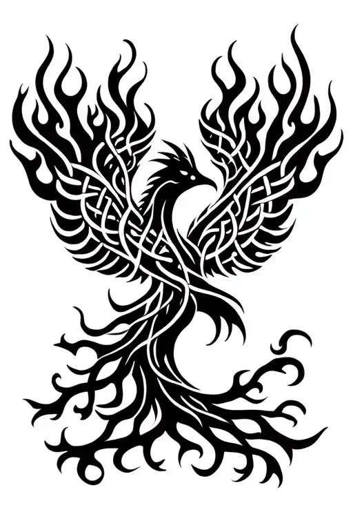 Celtic tree of Life Phoenix flames shoulder tattoo  tattoo design idea