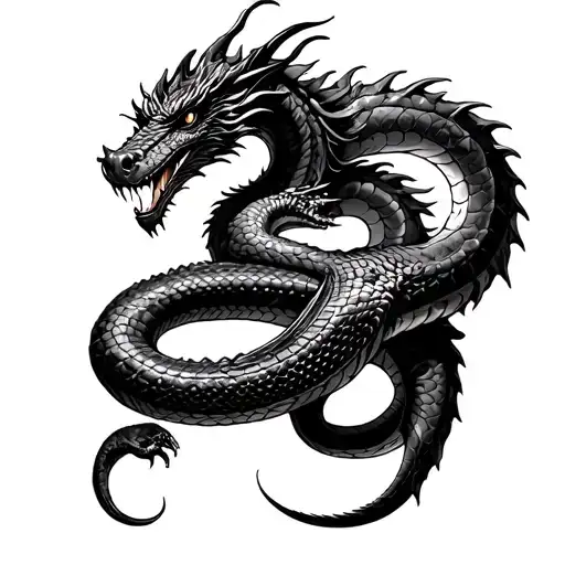 dragon vs anaconda tattoo in a white background tattoo design idea