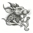 drunk hillbilly rat smoking weed tattoo design idea