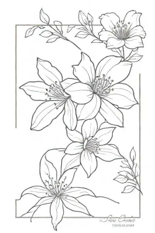 January November and April birth flower tattoo design idea