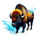 kaleidoscope with a bison tattoo design idea