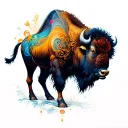 kaleidoscope with a bison tattoo design idea