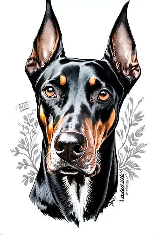 Dobermann natural ears tattoo design idea