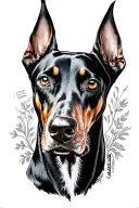 Dobermann natural ears tattoo design idea