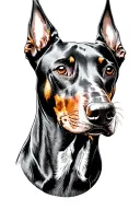 Dobermann natural ears tattoo design idea