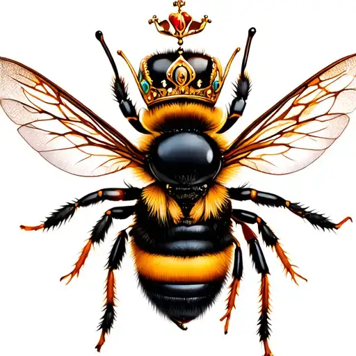 sexy Queen Bee with Crown  tattoo design idea