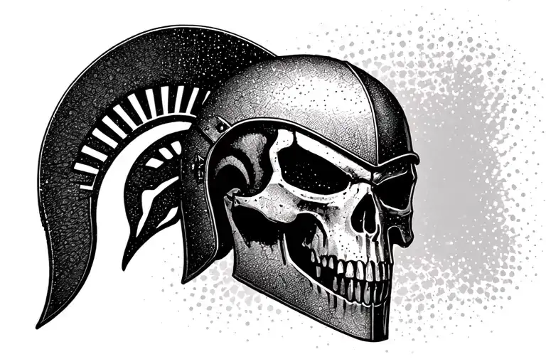 spartan Police punisher skull with spartan helmet tattoo design idea