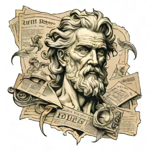 zeus newspaper collage tattoo tattoo design idea