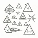 small icon 3 triangles, within small scenes from star wars tattoo design idea