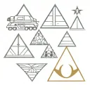 small icon 3 triangles, within small scenes from star wars tattoo design idea