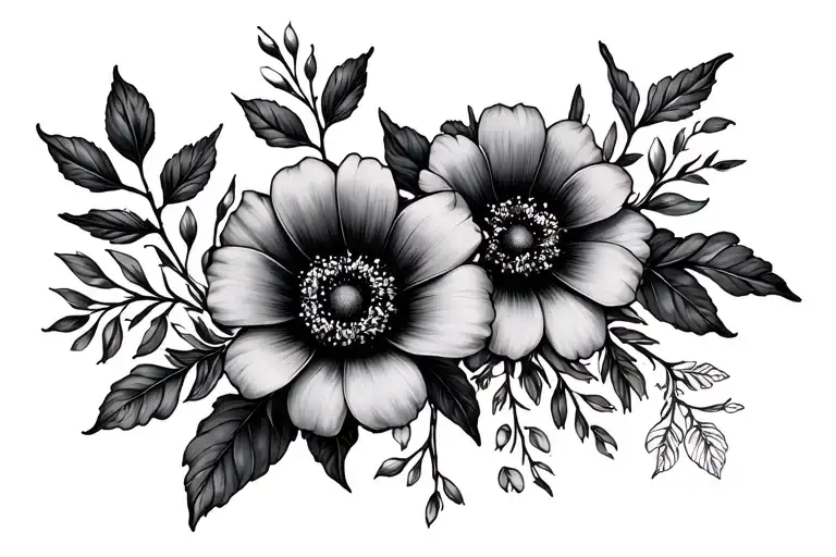 august & December birth flower bouquet tattoo design idea