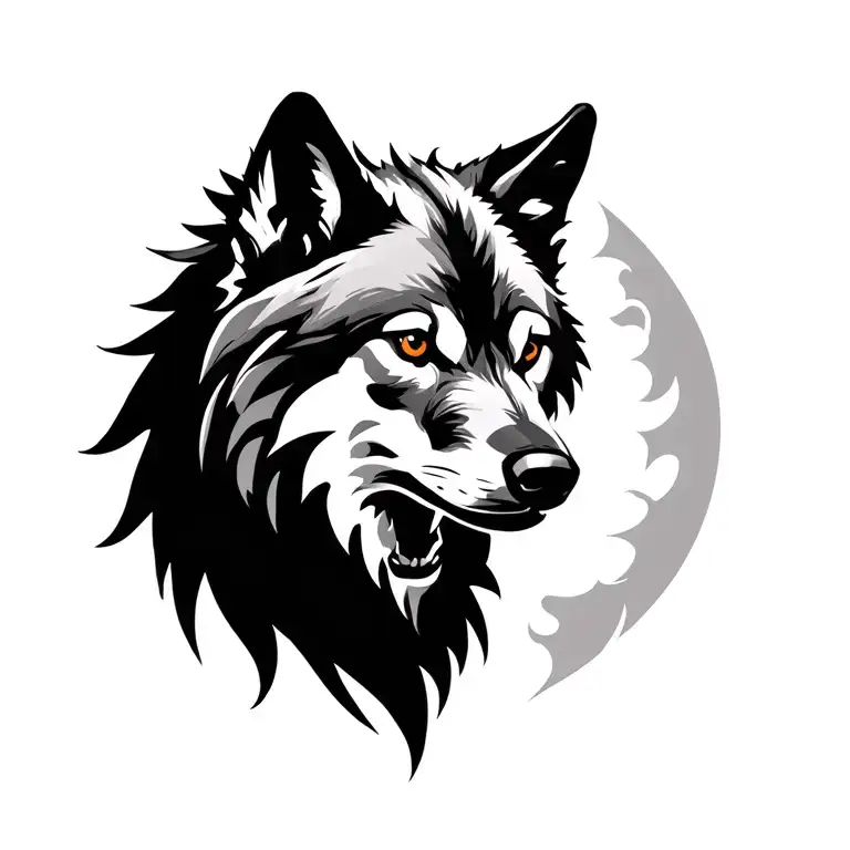 shadow wolf silhouette tattoo design idea