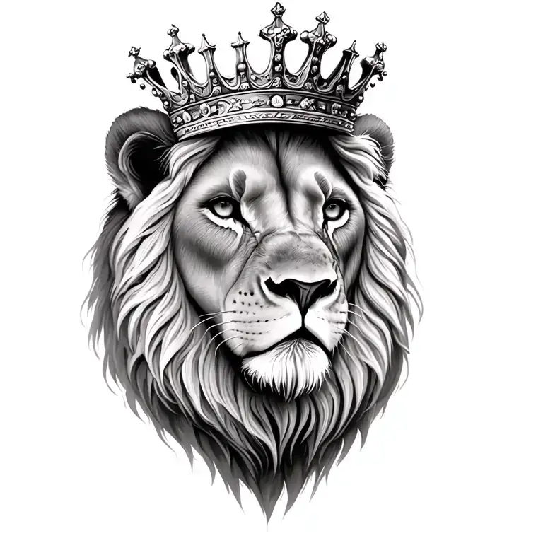 lion wearing a crown tattoo design idea
