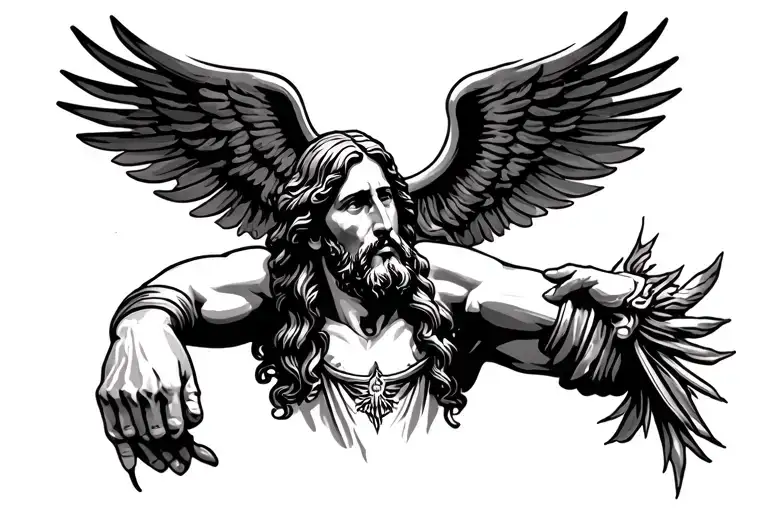 courage jesus protecting tattoo design idea