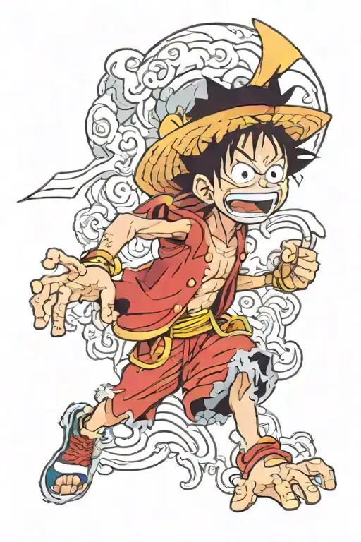 luffy anime 4th gear integrated within the handle tattoo design idea
