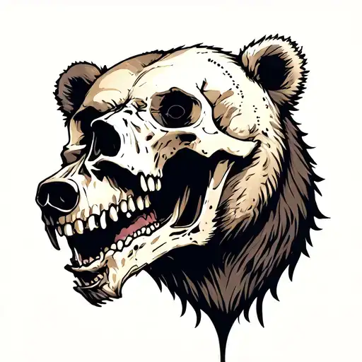 bear eating human skull tattoo design idea