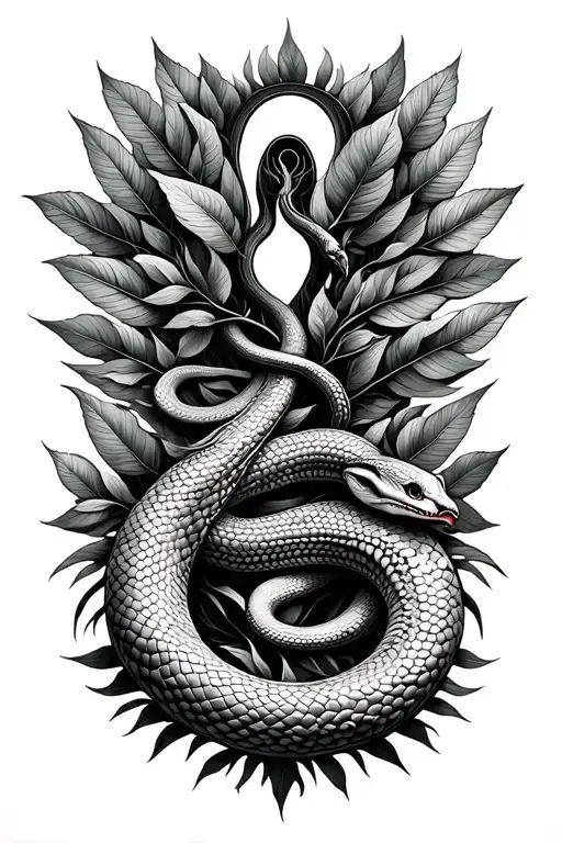 Snake Kundalini, Effects Design, Leaf Tree tattoo design idea